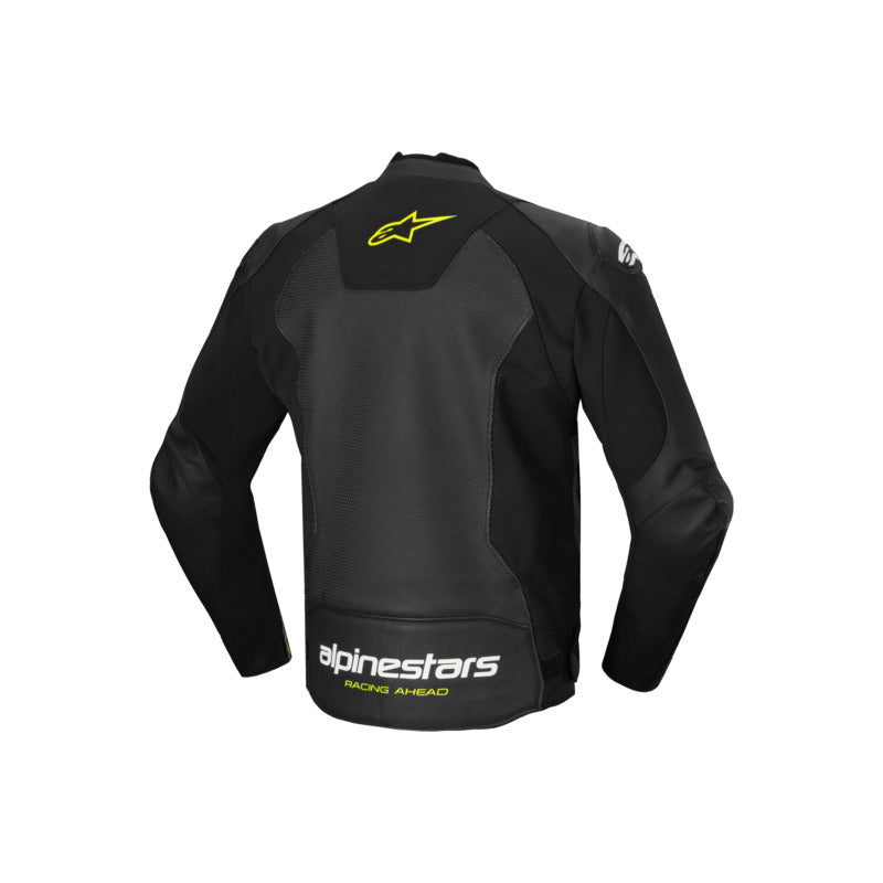 Alpinestars Faster V3 Air Leather Jacket Black White Yellow Fluro