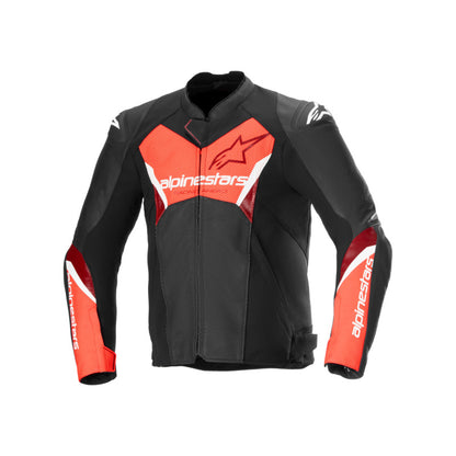 Alpinestars Faster V3 Air Leather Jacket Black Fluro Red