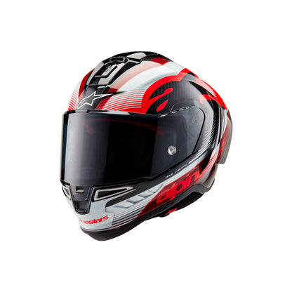 Alpinestars SUPERTECH SR10 SOLID HELMET ECE 22.06 Black Carbon/Red/White Gloss