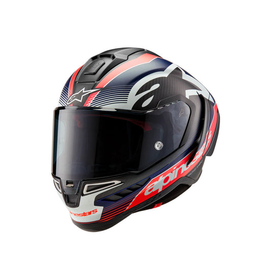 Alpinestars SUPERTECH SR10 SOLID HELMET ECE 22.06 Black/Carbon Red/Fluro Matt Blue