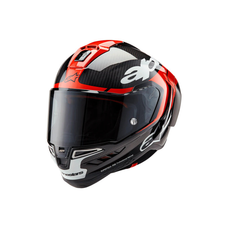 Alpinestars SUPERTECH SR10 SOLID HELMET ECE 22.06 Black Carbon/Bright Red/White Gloss