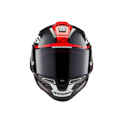 Alpinestars SUPERTECH SR10 SOLID HELMET ECE 22.06 Black Carbon/Bright Red/White Gloss