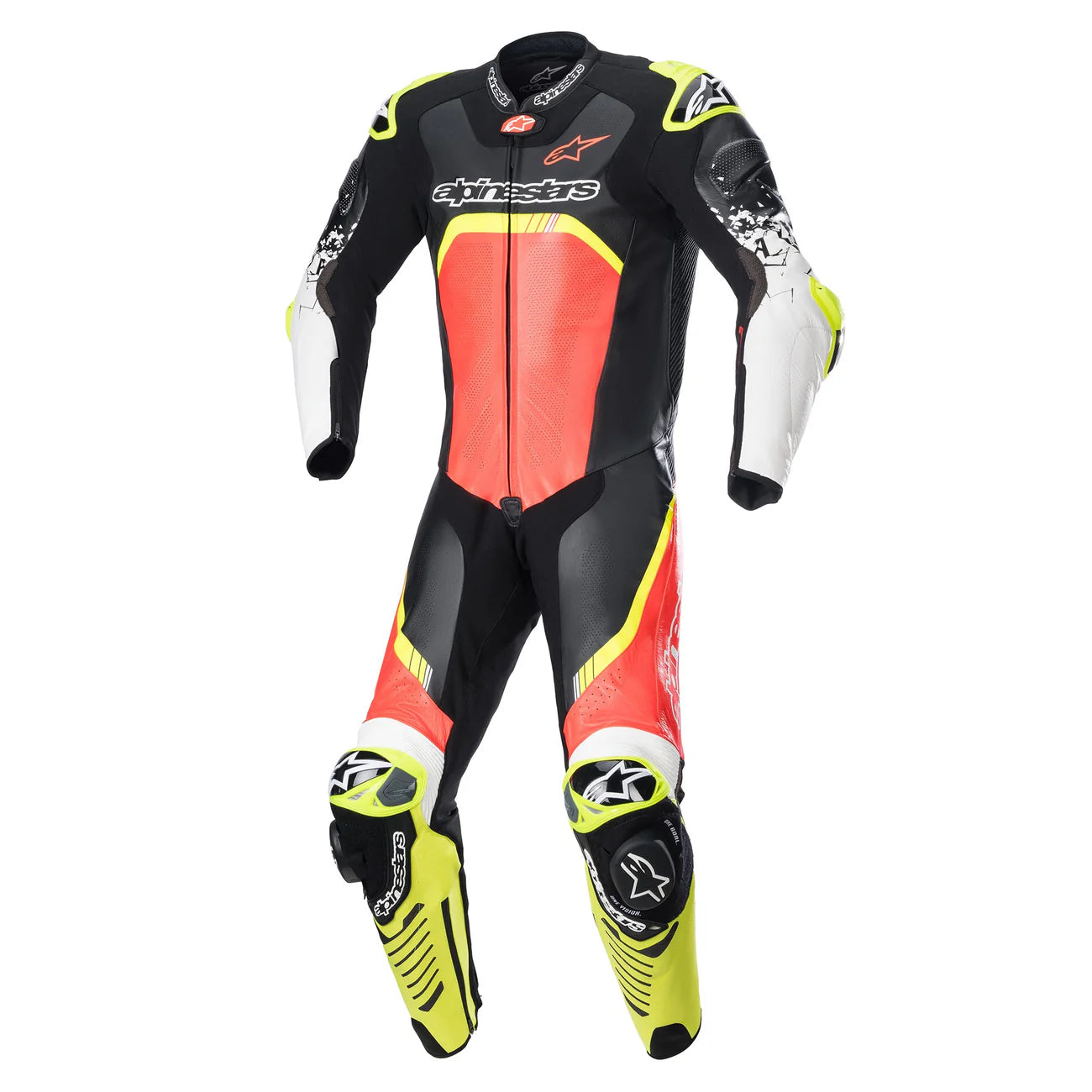 Alpinestars GP Tech V4 One Piece Suit - Black/Fluro Red/Fluro Yellow