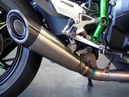 Vandemon - Kawasaki Ninja H2 & H2R Vandemon Brushed Titanium Exhaust & Carbon Tip Muffler