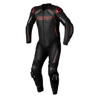 RST S-1 CE MEN'S LEATHER ONE PIECE SUIT BLACK/GREY/RED