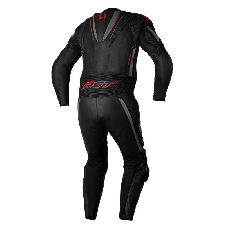 RST S-1 CE MEN'S LEATHER ONE PIECE SUIT BLACK/GREY/RED