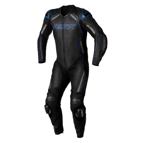 RST S-1 CE MEN'S LEATHER ONE PIECE SUIT BLACK/GREY/BLUE