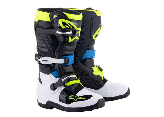 ALPINESTARS MX24 TECH 7S YOUTH BLACK ENAMEL BLUE YELLOW FLURO