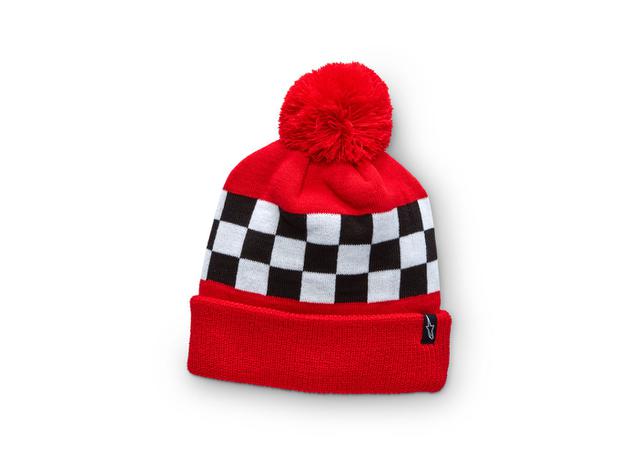 Alpinestars Winning Beanie Red With Black White Checkers