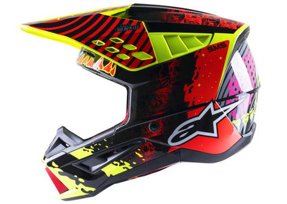 ALPINESTARS MX23 SM5 SOLAR FLARE HELMET GLOSS BLACK RED FLURO YELLOW