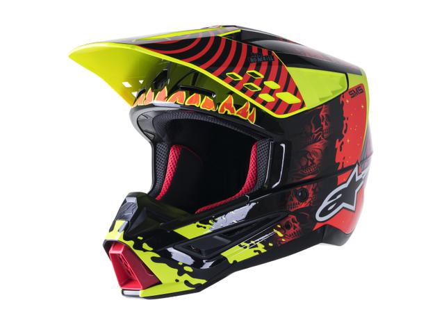 ALPINESTARS MX23 SM5 SOLAR FLARE HELMET GLOSS BLACK RED FLURO YELLOW