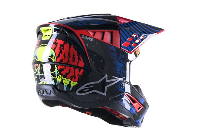 ALPINESTARS MX23 SM5 SOLAR FLARE HELMET GLOSS BLACK BLUE FLURO RED