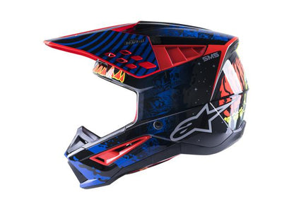 ALPINESTARS MX23 SM5 SOLAR FLARE HELMET GLOSS BLACK BLUE FLURO RED