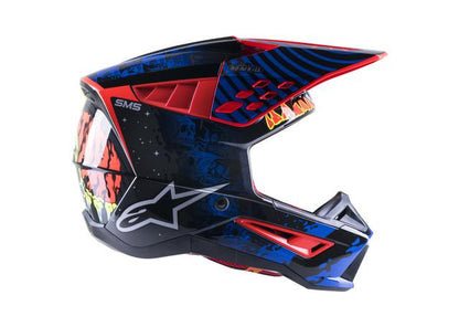 ALPINESTARS MX23 SM5 SOLAR FLARE HELMET GLOSS BLACK BLUE FLURO RED