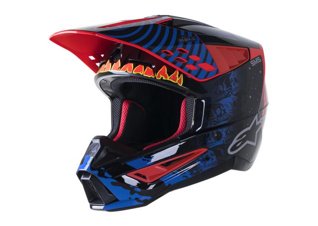 ALPINESTARS MX23 SM5 SOLAR FLARE HELMET GLOSS BLACK BLUE FLURO RED