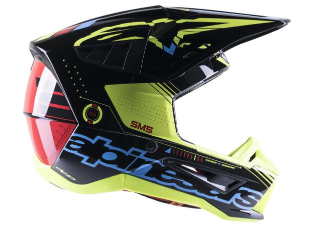 ALPINESTARS MX23 SM5 ACTION HELMET GLOSS BLACK BLUE FLURO YELLOW