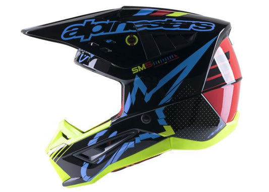 ALPINESTARS MX23 SM5 ACTION HELMET GLOSS BLACK BLUE FLURO YELLOW