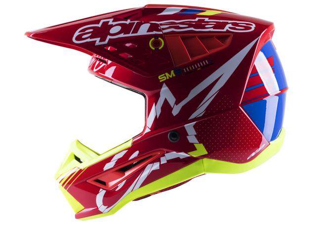 ALPINESTARS MX23 SM5 ACTION HELMET GLOSS RED WHITE FLURO YELLOW