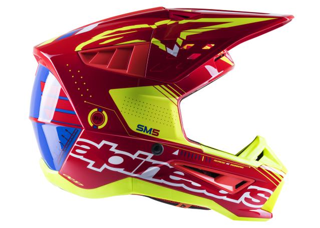 ALPINESTARS MX23 SM5 ACTION HELMET GLOSS RED WHITE FLURO YELLOW