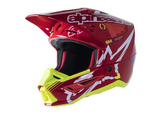 ALPINESTARS MX23 SM5 ACTION HELMET GLOSS RED WHITE FLURO YELLOW