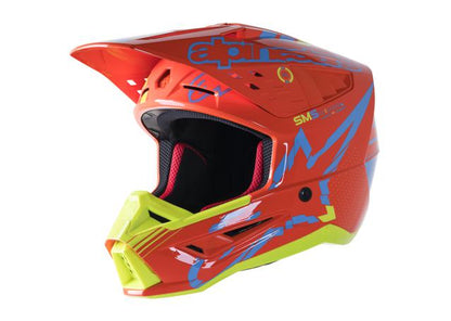 ALPINESTARS MX23 SM5 ACTION HELMET GLOSS FLURO ORANGE CYAN YELLOW