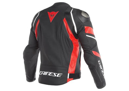 DAINESE AVRO 4 LEATHER JACKET BLACK MATT RED WHITE