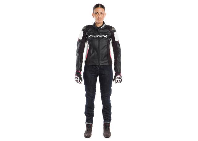 DAINESE RACING 3 LADY LEATHER JACKET BLACK WHITE FUCHSIA