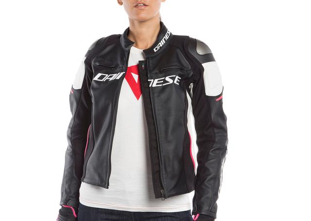 DAINESE RACING 3 LADY LEATHER JACKET BLACK WHITE FUCHSIA