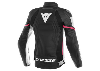 DAINESE RACING 3 LADY LEATHER JACKET BLACK WHITE FUCHSIA