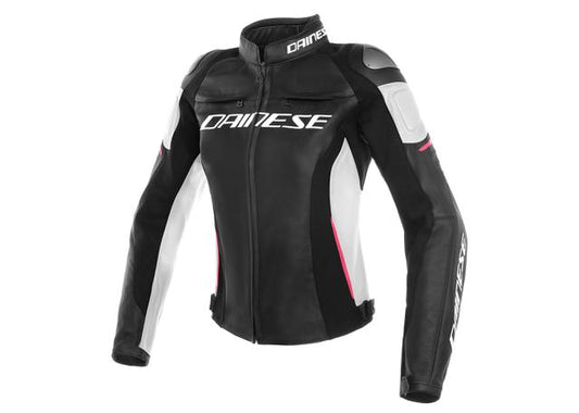 DAINESE RACING 3 LADY LEATHER JACKET BLACK WHITE FUCHSIA