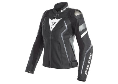 DAINESE AVRO 4 LADY LEATHER JACKET BLACK MATT WHITE