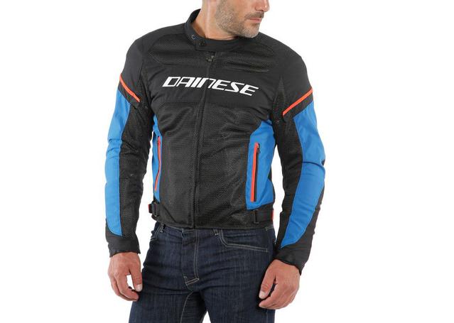 DAINESE AIR FRAME D1 TEXTILE JACKET BLACK LIGHT BLUE FLURO RED