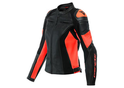 DAINESE RACING 4 LADY LEATHER JACKET BLACK RED