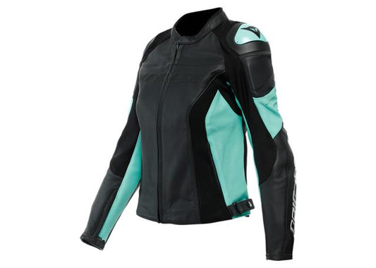 DAINESE RACING 4 LADY PERFORATED LEATHER JACKET AQUA BLACK