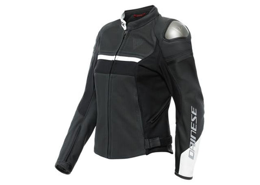 DAINESE RAPIDA LADY PERFORATED LEATHER JACKET BLACK WHITE