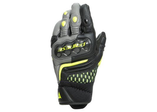 DAINESE CARBON 3 SHORT GLOVES BLACK CHARCOAL FLURO YELLOW