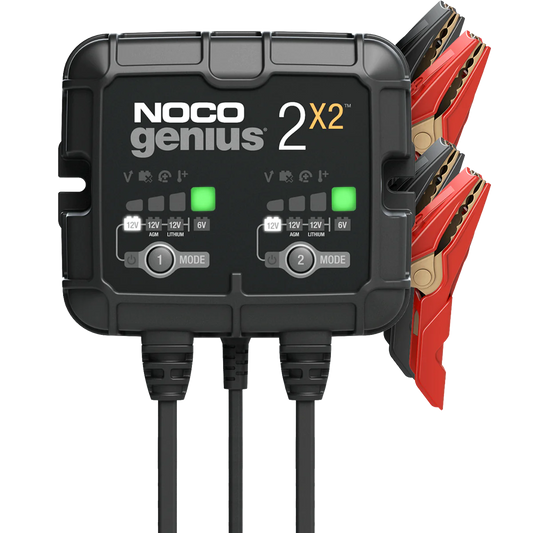 Noco Genius 2X2 : Bank Charger - 6/12V 2A X 2 Batteries