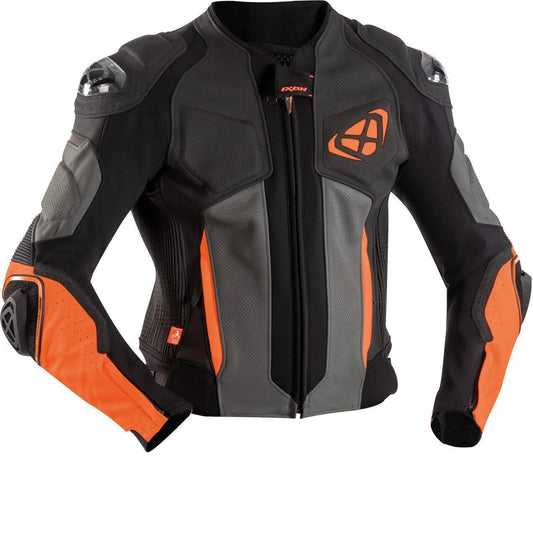 Ixon Vendetta Evo Leather Jacket - Black/Anthracite/Orange