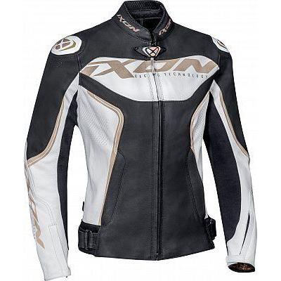 Ixon Ladies Trinity White Black Gold Leather Jacket