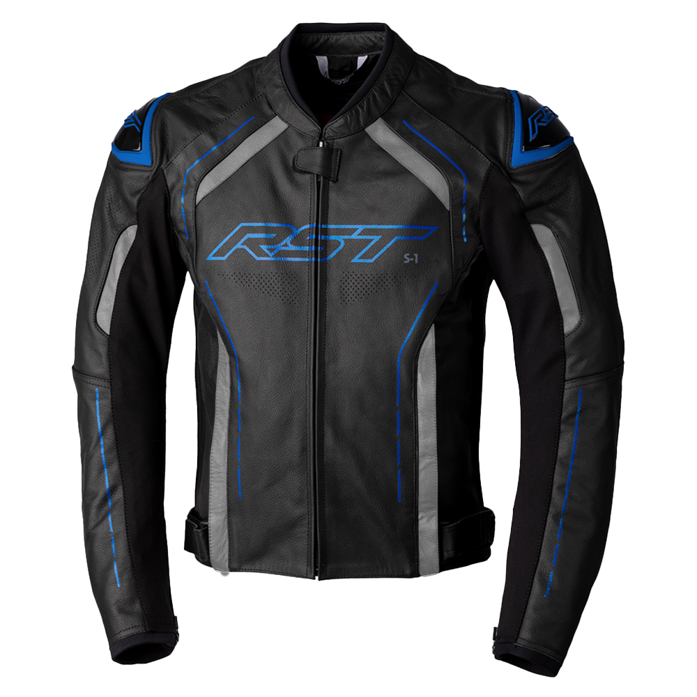 RST S-1 Black/Grey/Blue Leather Jacket