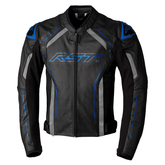 RST S-1 Black/Grey/Blue Leather Jacket