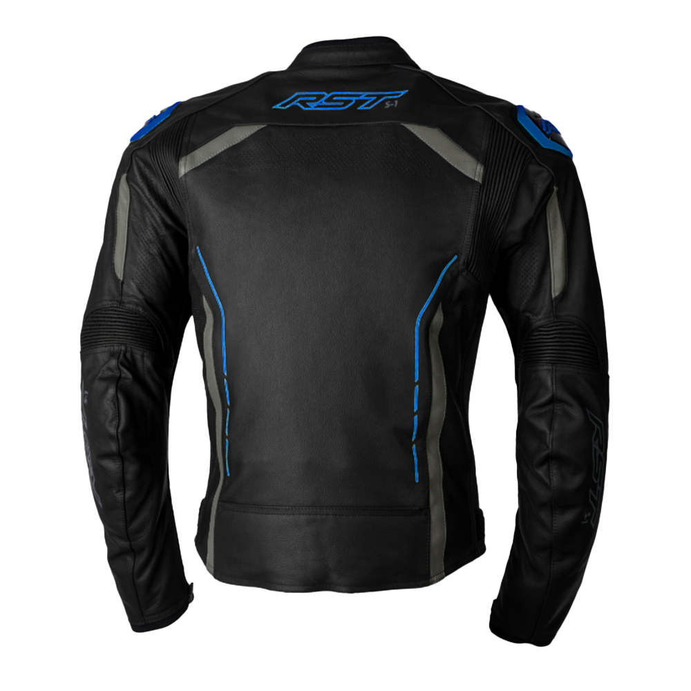 RST S-1 Black/Grey/Blue Leather Jacket