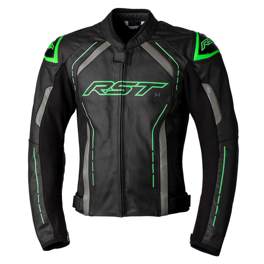 RST S-1 Black/Grey/Neon Green Leather Jacket