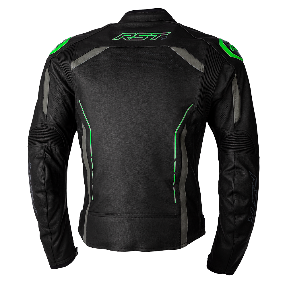 RST S-1 Black/Grey/Neon Green Leather Jacket