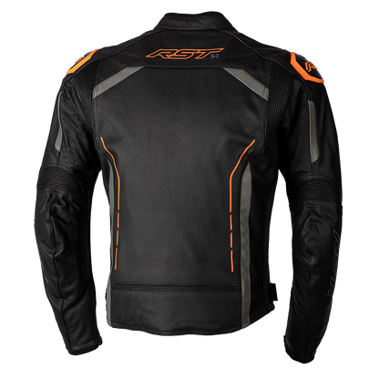 RST S-1 Black/Grey/Neon Orange Leather Jacket