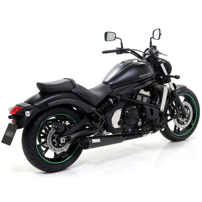 Arrow Kawasaki Vulcan S650 14-16 Rebel Nichrom Dark Silencer w/ Carbon End Cap & Stainless Collectors