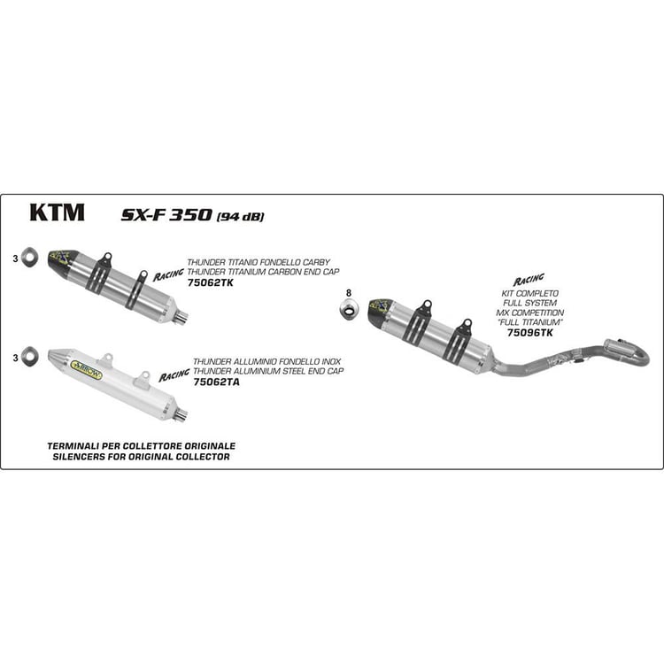 Arrow KTM SX-F350 MX Competition Titanium with Carbon End Cap Full Exhaust System