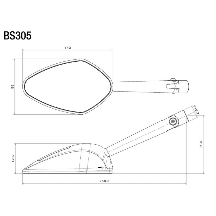 Rizoma Veloce L Sport Silver Mirror