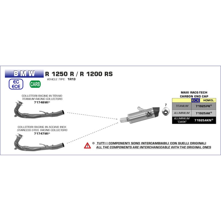 Arrow BMW R1250R Maxi Race-Tech Titanium with Carbon End Cap Silencer