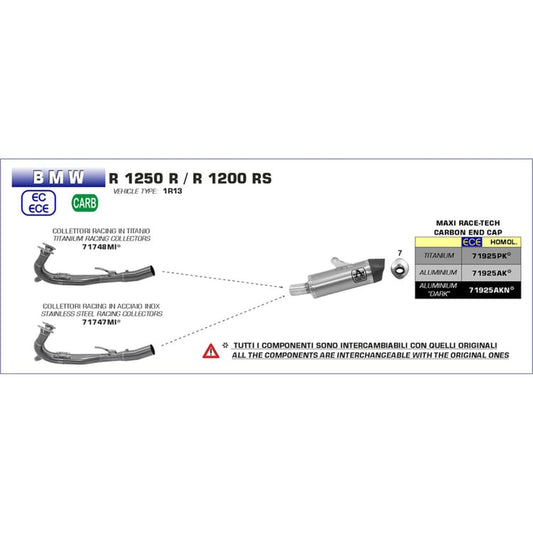 Arrow BMW R1250R Maxi Race-Tech Titanium with Carbon End Cap Silencer
